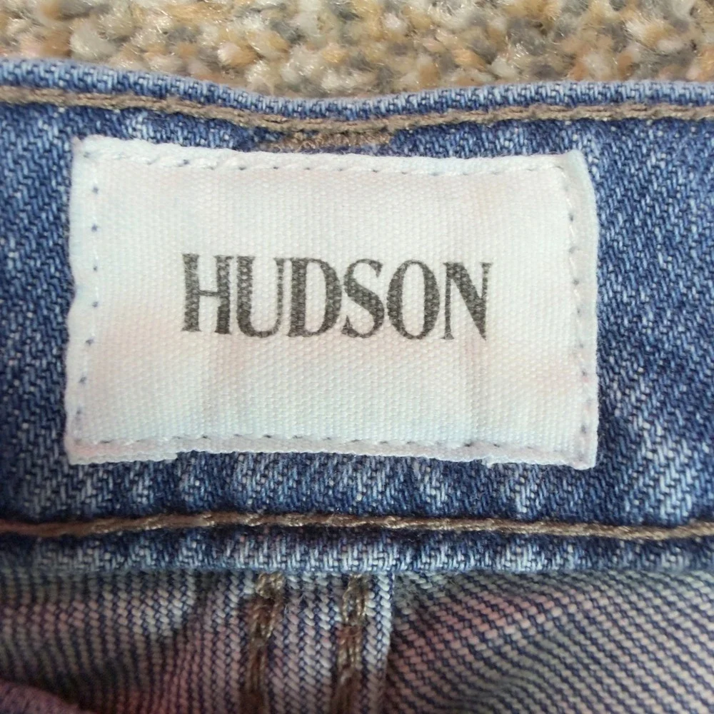 Hudson Krista Super Skinny Jeans Womens 27 Blue Distressed Raw Hem Stretch Denim
